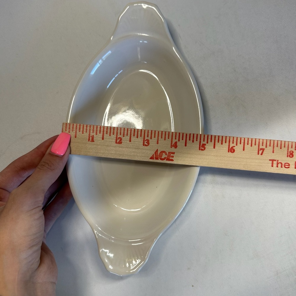 Vintage Set of 4 Bel-Terr USA 9528 White Stoneware Oval Au Gratin Baking Dishes - Picture 6 of 7